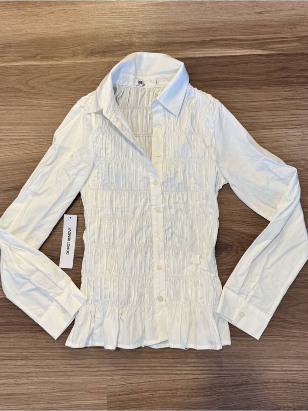 Princess Polly White Ruched Button-Front Shirt